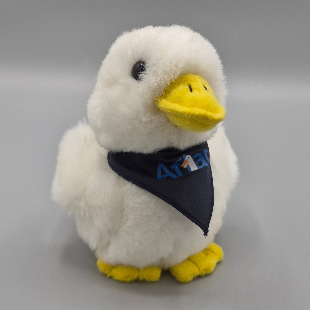 Talking Aflac Duck Plush Stuffed Animal with Bandana Toy White 6 Inch